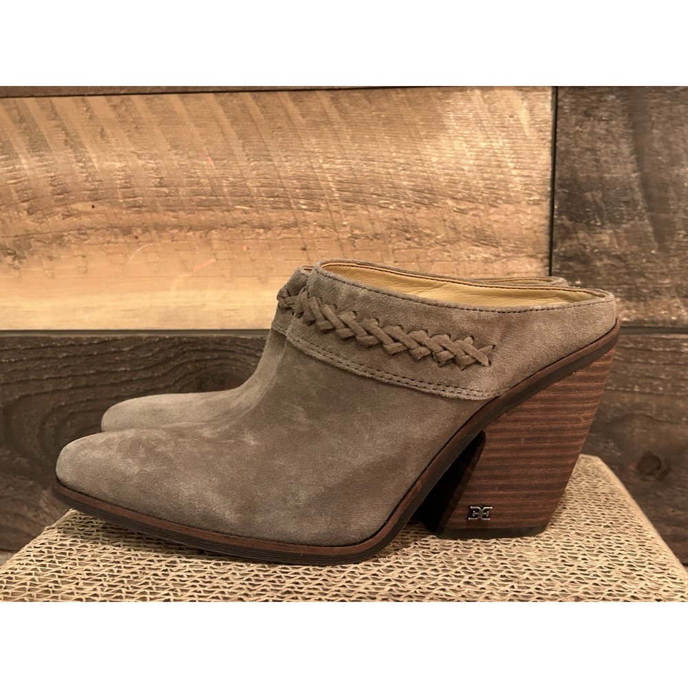 Sam Edelman Western Suede Alison Olive Block Heel Mule Size 6M Eur 36